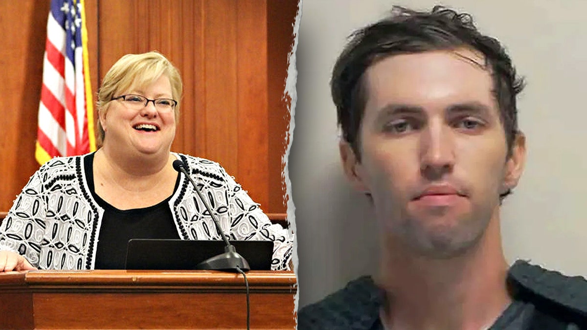 (L) Kathryn Nester speaks at the University of Texas and (R)Tyler Robinson stands for a booking picture.