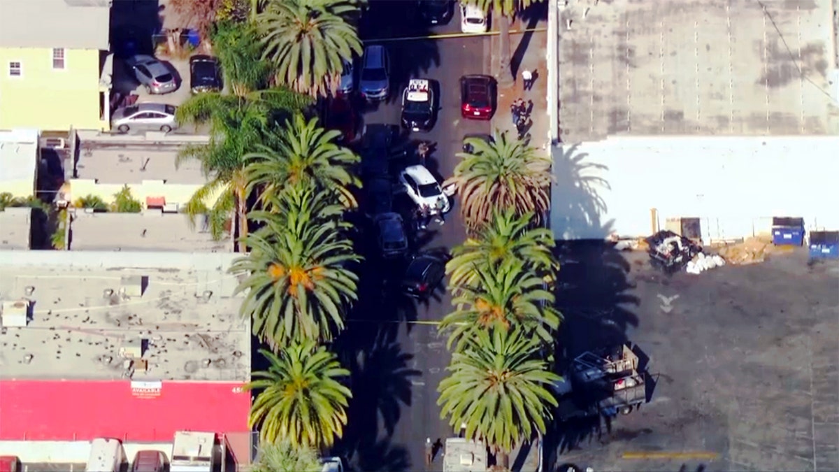 Aerial view of a Los Angeles street