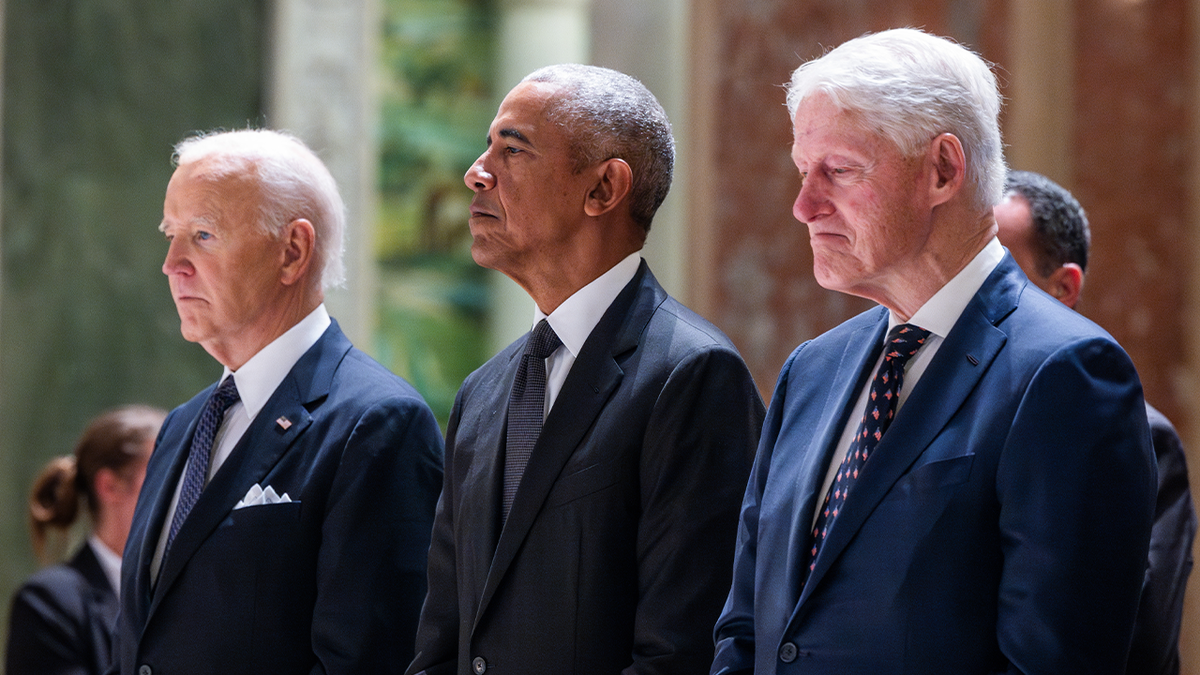 biden obama and clinton at the funeral of ethel kennedy