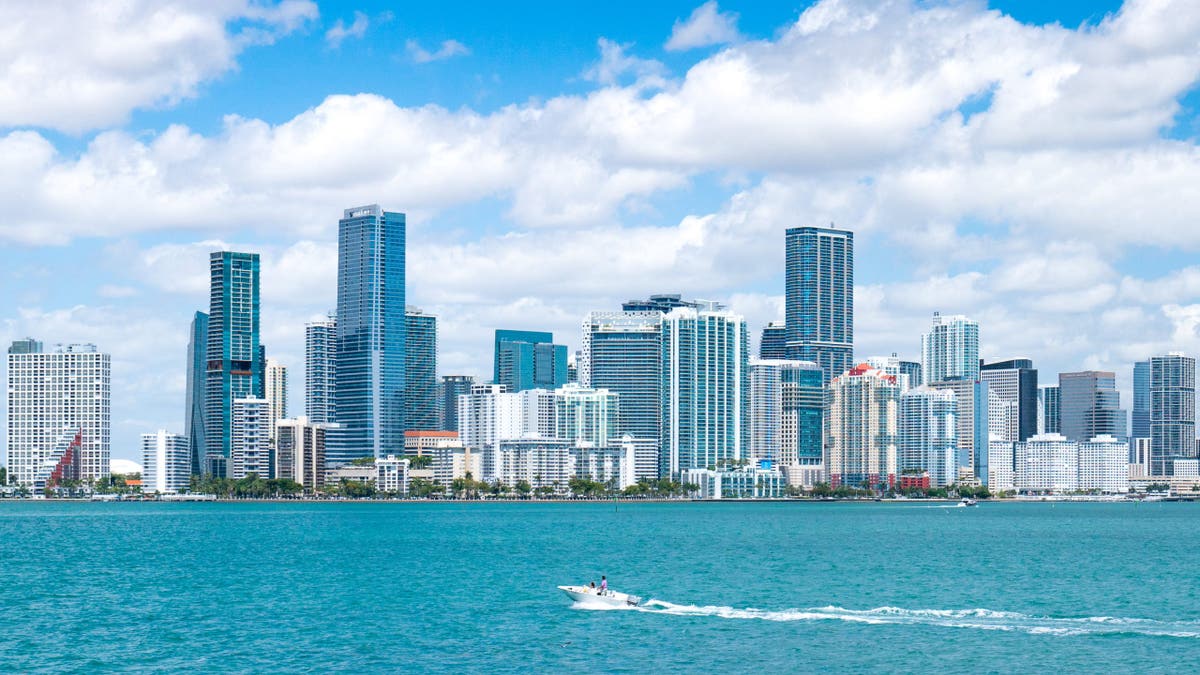 This is an April 5, 2021, view of the downtown Miami skyline.