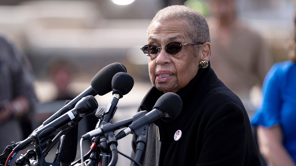Eleanor Norton speaking outside congress