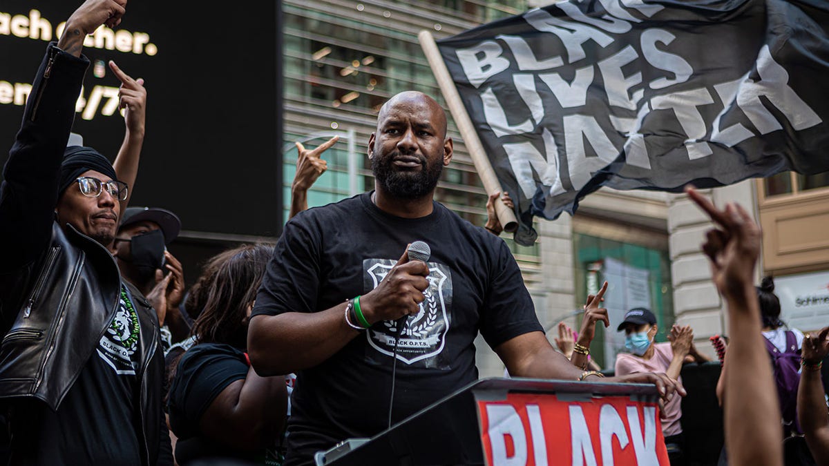 BLM NYC chief Hawk Newsome at a protest