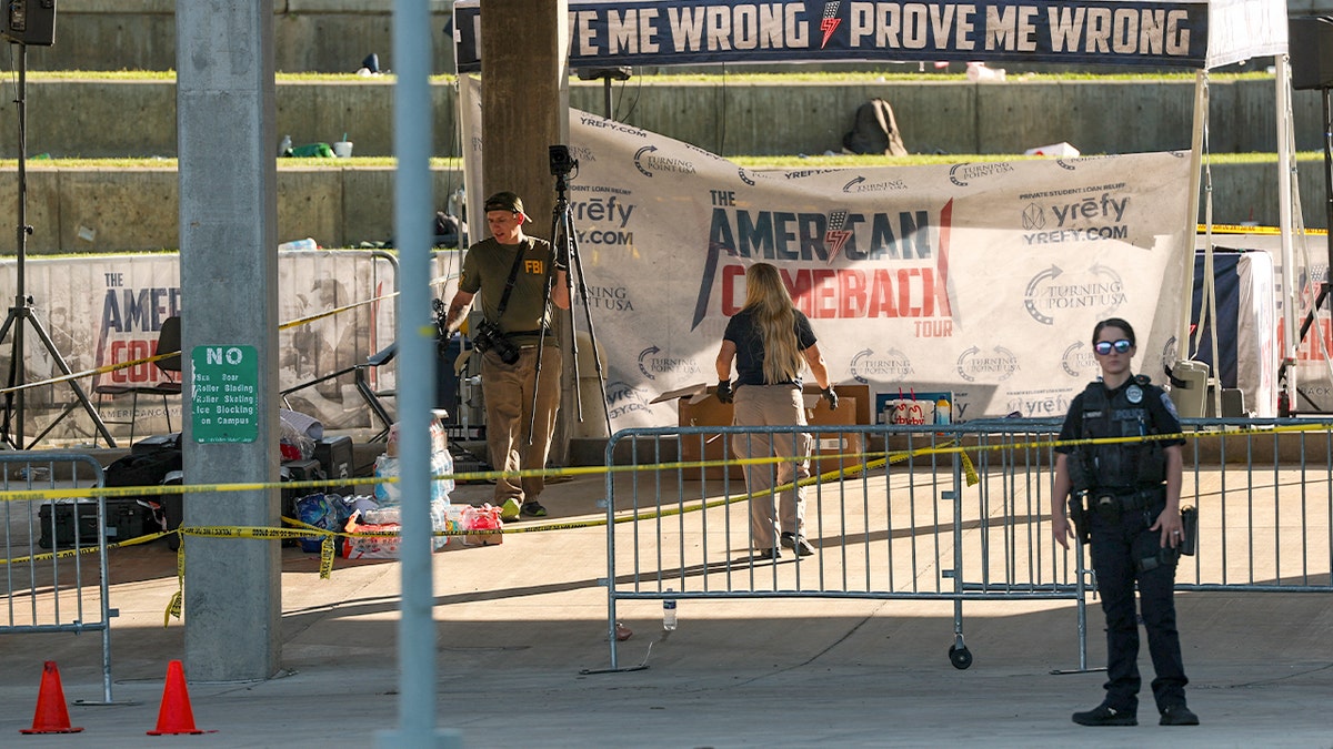 Law enforcement at site of Charlie Kirk shooting