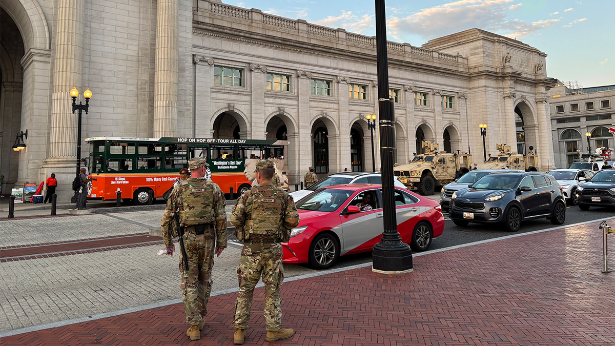 National Guard service members outside Union Station