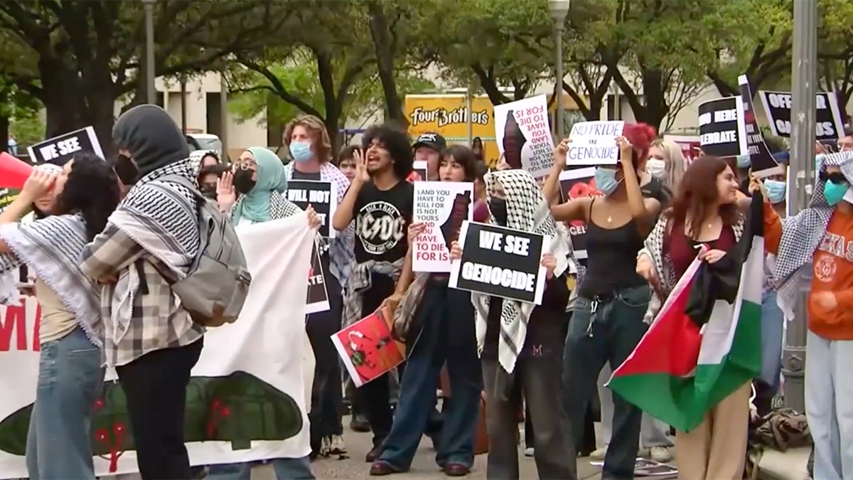Students attending an annual Israel block party at the University of Texas at Austin were met with disruptive anti-Israel protesters on Wednesday afternoon.