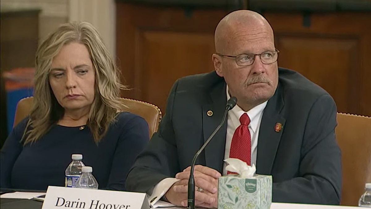 Aug 29, 2023: Darin Hoover and Kelly Barnett, parents of Marine Corps Staff Sergeant Taylor Hoover, speak to a House committee. 