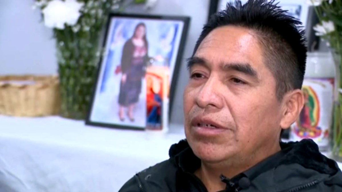 Mauricio, husband of Rios, speaking to media