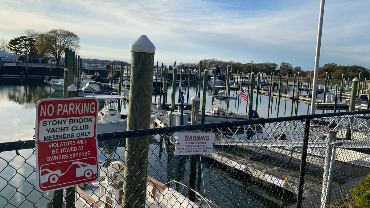 Boats and yachts docked at the Stony Brook Yacht Club