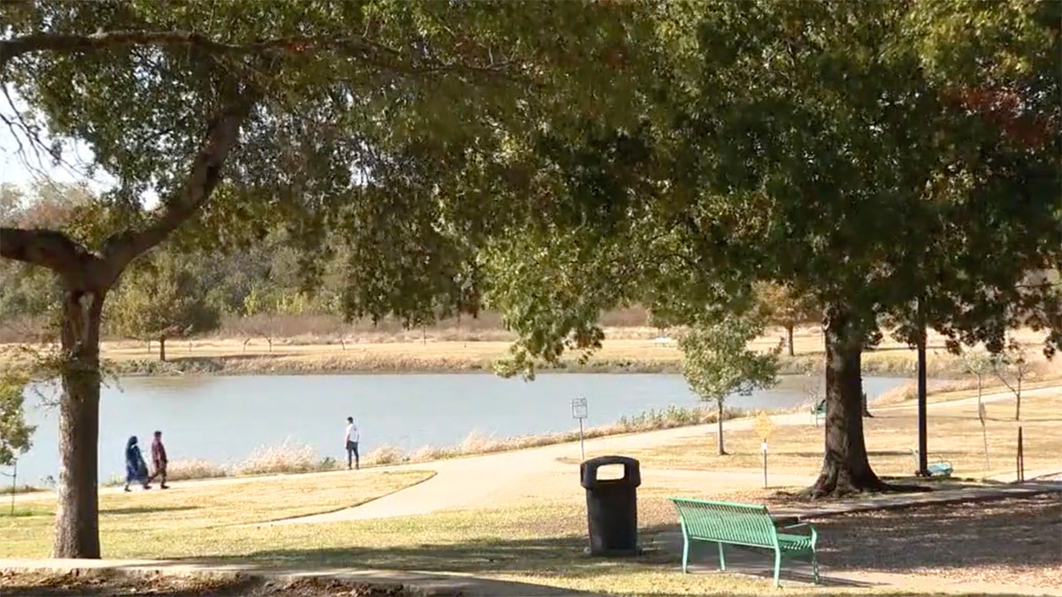 Walkers in Bob Woodruff Park in Plano, Texas