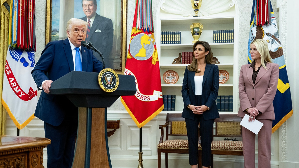 President Donald Trump, Alina Habba and Pam Bondi at White House