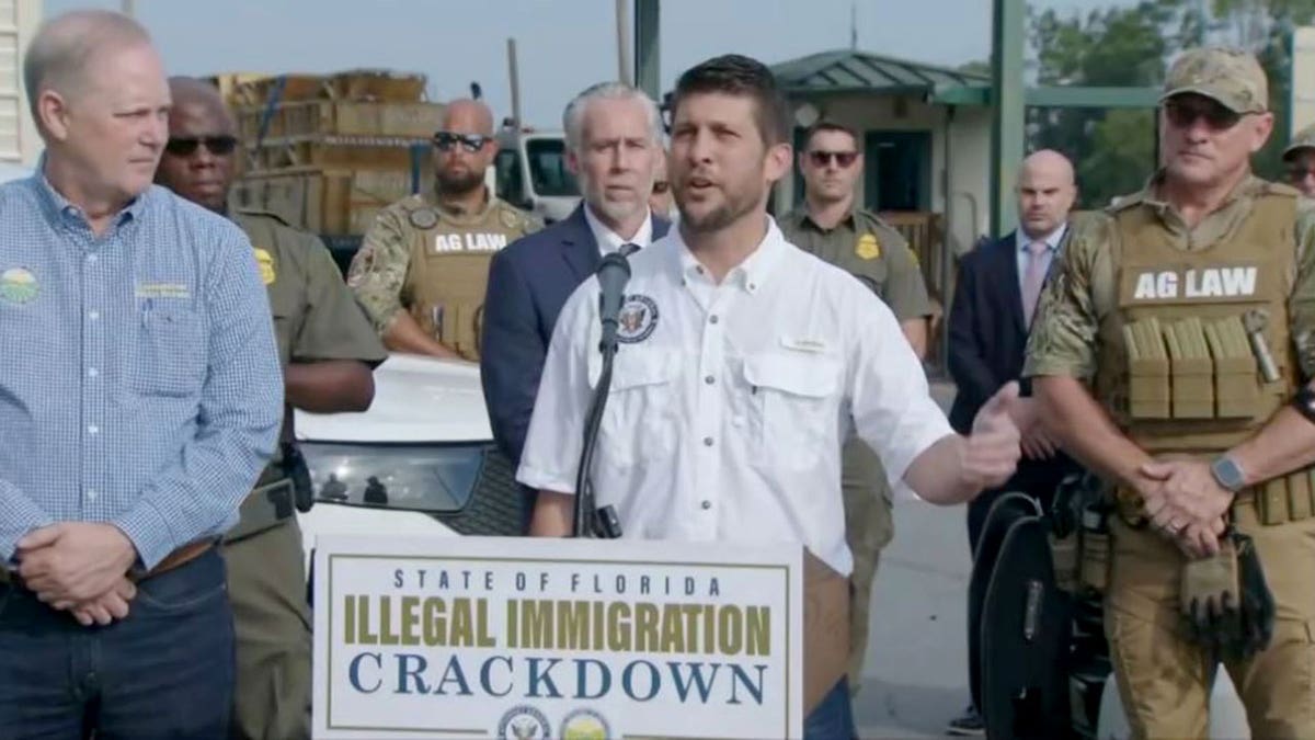 Attorney General James Uthmeier speaking at press conference