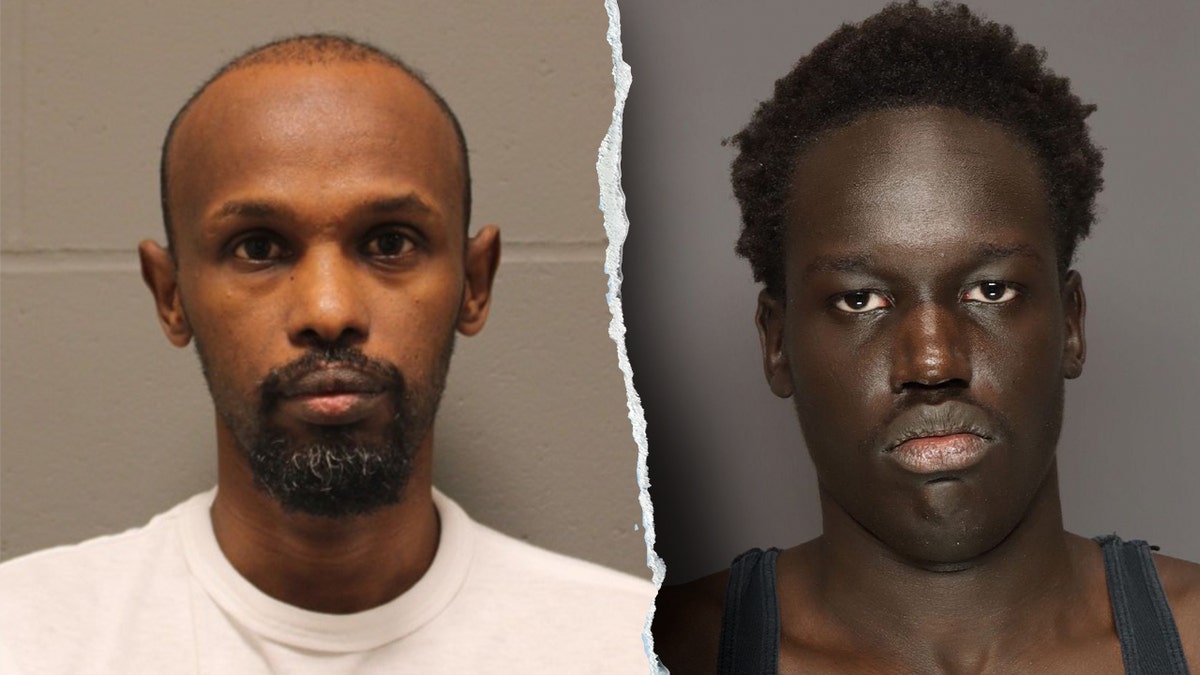 Booking photos of Qalinle Ibrahim Dirie and Michael Lual Nhial