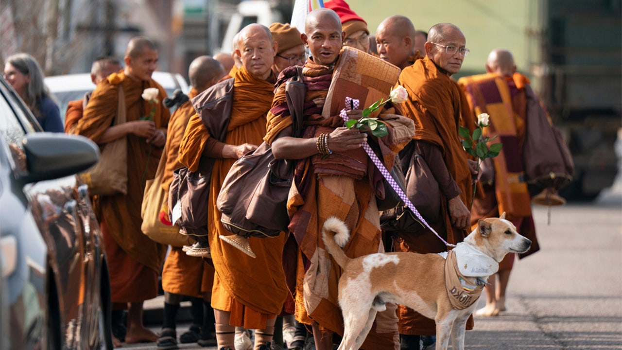 Buddhist monks walking 2,300 miles from Texas to DC go viral with 1M+ social media followers