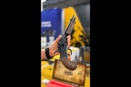 Most unique gun at SHOT Show 2026? (A Tippmann Ordnance slam-fire pump handgun)