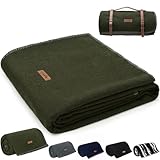 Molithe 100% Wool Blanket, 62' x 86', Warm, Thick, Washable, Military Wool Blanket, Great for Camping, Outdoors, Sporting Events, Survival Kits
