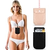 2 Pieces Travel Bra Wallet for Women Hidden Bra Wallet Pickpocket Proof Under Clothes Money Belt Pouch Secret for Passport Money Valuables(4 x 5.4 Inch,Black, Pink)