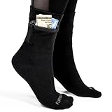 Flippysox Zipper Sock Wallet - Cotton & Polyester Zipper Socks with Pockets - Fits shoe size 6-13 (Black)