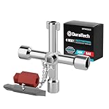 DURATECH 4 Way Sillcock Key with Bit, Multi-functional Water Key, Cross Key, 1-Pack, for Valve, Faucet, and Spigots