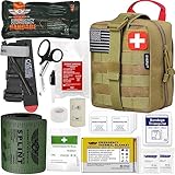 EVERLIT Emergency Trauma Kit, CAT GEN-7 Tourniquet 36' Splint, Military Combat Tactical IFAK for First Aid Response, Critical Wounds, Severe Bleeding Control (Tan)