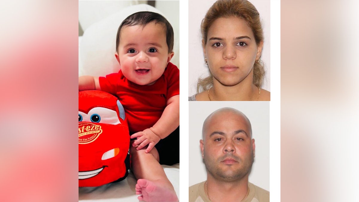 Split photo of Alfredo Carballo González, Ariely Álvarez Cabrera, and the baby that was allegedly kidnapped.