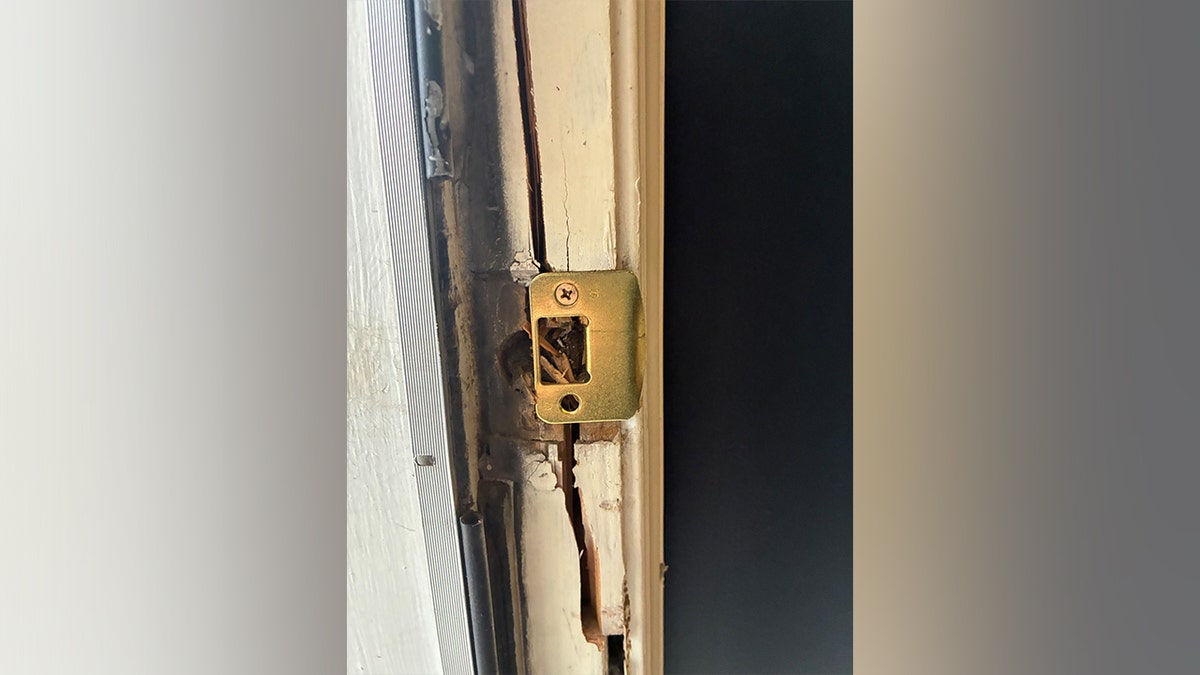 group of teens allegedly broke the frame of a homeowner’s front door while participating in the viral