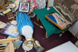 Leaders of desecrated Catholic school urge prayer for perpetrators after Mary statue, tabernacle destroyed