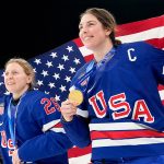 USA women’s hockey sings national anthem arm in arm after Olympic gold medal win: ‘The best part’