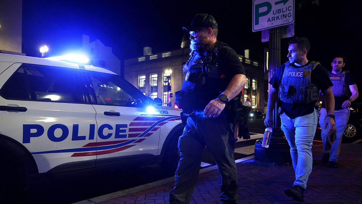 Police officers patrol Washington DC