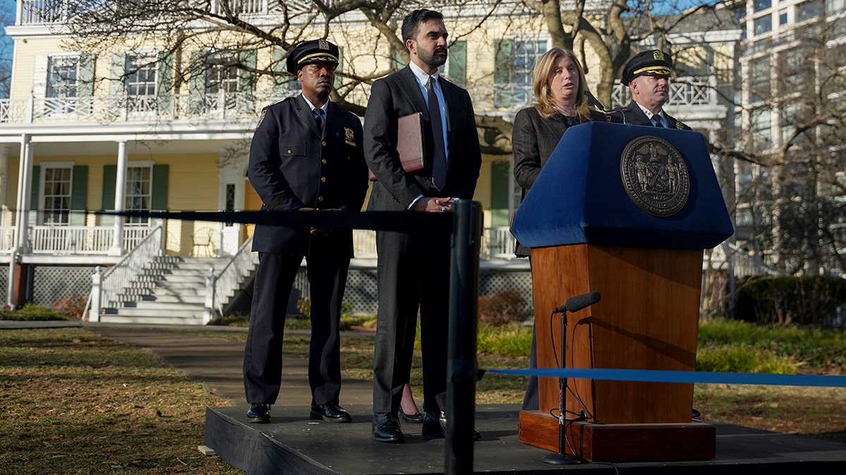 New York Police commissioner Jessica Tisch speaks during a news conference