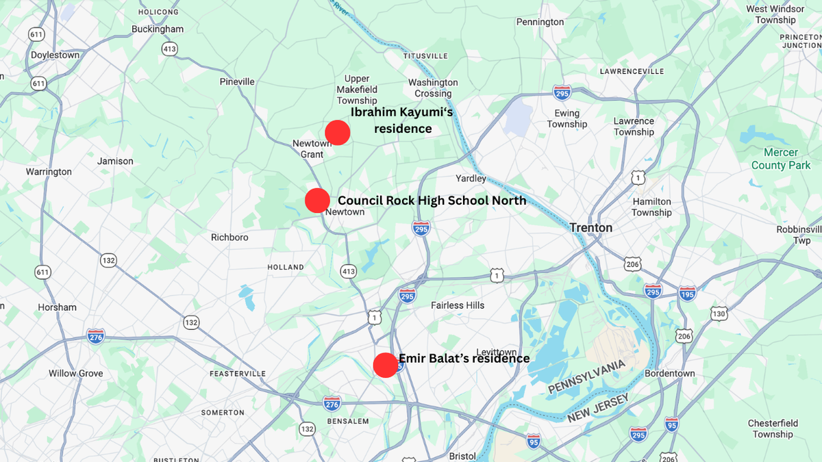 Map of Pennsylvania as it relates to Emir Balat and Ibrahim Kayumi