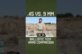 .45 vs. 9mm ballistic test ammo comparison #military #shorts
