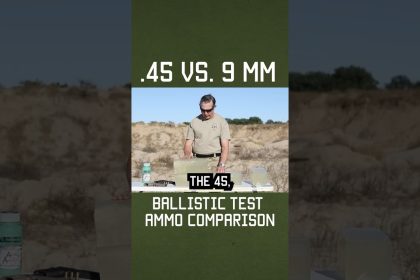 .45 vs. 9mm ballistic test ammo comparison #military #shorts