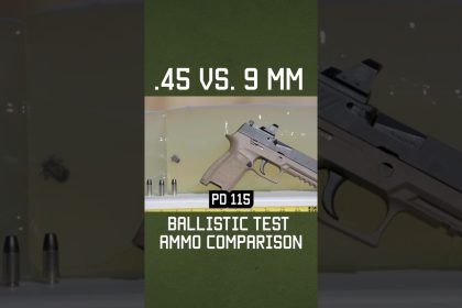 .45 vs. 9 mm Ballistic Test Ammot Comparison #shorts #military