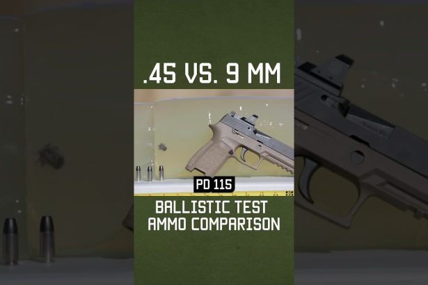 .45 vs. 9 mm Ballistic Test Ammot Comparison #shorts #military