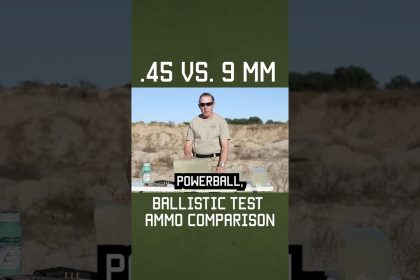 .45 vs. 9 mm Ballistic Test Ammo Comparison #shorts #military