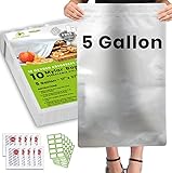 10pcs 5 Gallon Mylar Bags for Food Storage - 10 Mil Thick - Extra large bags 5 Gallon with Oxygen Absorbers 2500cc - Zipper Resealable Milar Bags - Bolsas Mylar 5 Galones