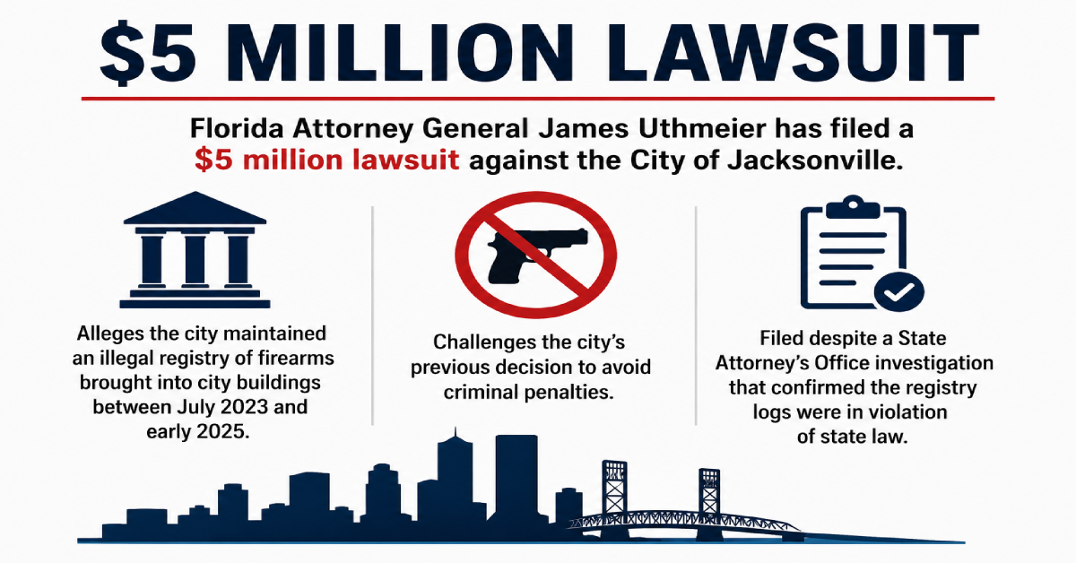  Million Penalty: AG Takes Jacksonville To Court Over Secret Gun Registry