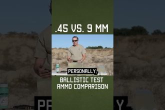 .45 vs. 9 mm Ballistic Test Ammo Comparison #shorts #training #military