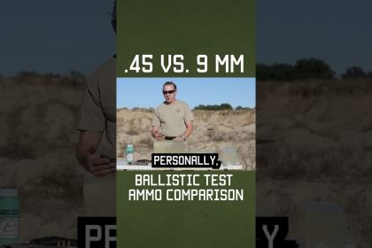 .45 vs. 9 mm Ballistic Test Ammo Comparison #shorts #training #military