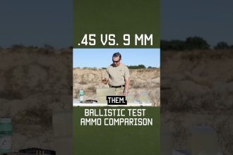 .45 vs. 9 mm Ballistic Test Ammo Comparison #shorts #military #reload