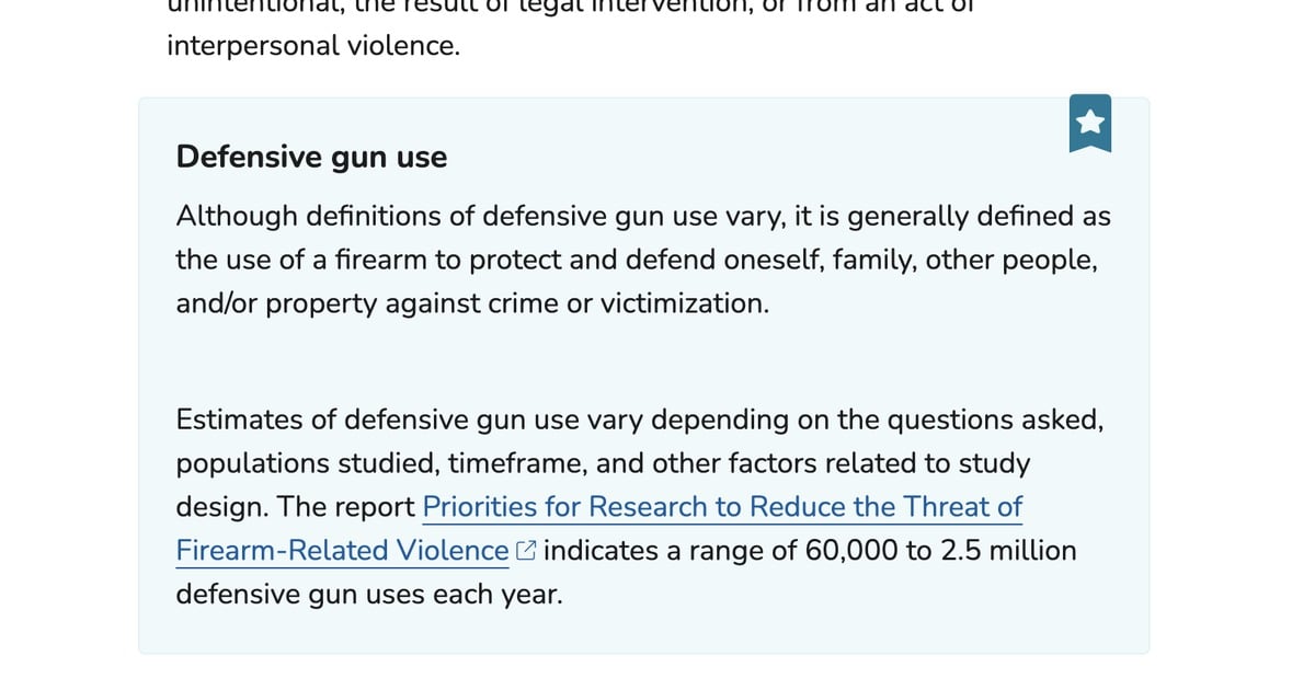 CDC Puts Defensive Gun Use Back on Its Website: 60,000 to 2.5 Million Times a Year