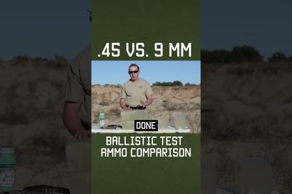 .45 vs. 9 mm BALLISTIC TEST #shorts #military #militaryeverything #lawenforcement #science